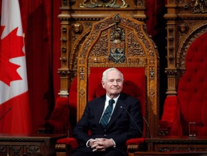 Governor General David Johnston oversees a ceremony giving royal assent to government legislation in the Senate on Parliament Hill in Ottawa on Thursday, December 12, 2013. Johnston is sending a special holiday message to the families of military personnel coping with a recent series of suicides.THE CANADIAN PRESS/ Patrick Doyle 