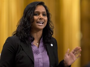 NDP MP Rathika Sitsabaiesan rises during Question Period in the House of Commons in Ottawa on October 19, 2012. The Canadian government is trying to determine if there is any truth to a Sri Lankan media report that a New Democrat MP is under house arrest in the Asian country. THE CANADIAN PRESS/Adrian Wyld 