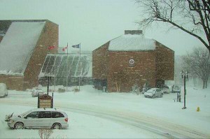 Chatham-Kent Civic Centre during snowfall on February 5.