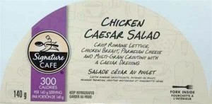The label of a 140 g package of Signature Cafe: Chicken Caesar Salad, is shown in a handout image, released on Wednesday February 26, 2014. THE CANADIAN PRESS/HO, CFIA