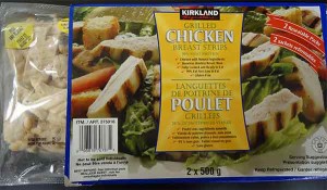 Kirkland Signature brand grilled chicken breast strips. Photo Canadian Food Inspection Agency
