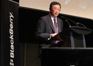 BlackBerry CEO John Chen speaks at the company's annual general meeting in Waterloo, Ont., Thursday June 19, 2014. THE CANADIAN PRESS/Dave Chidley